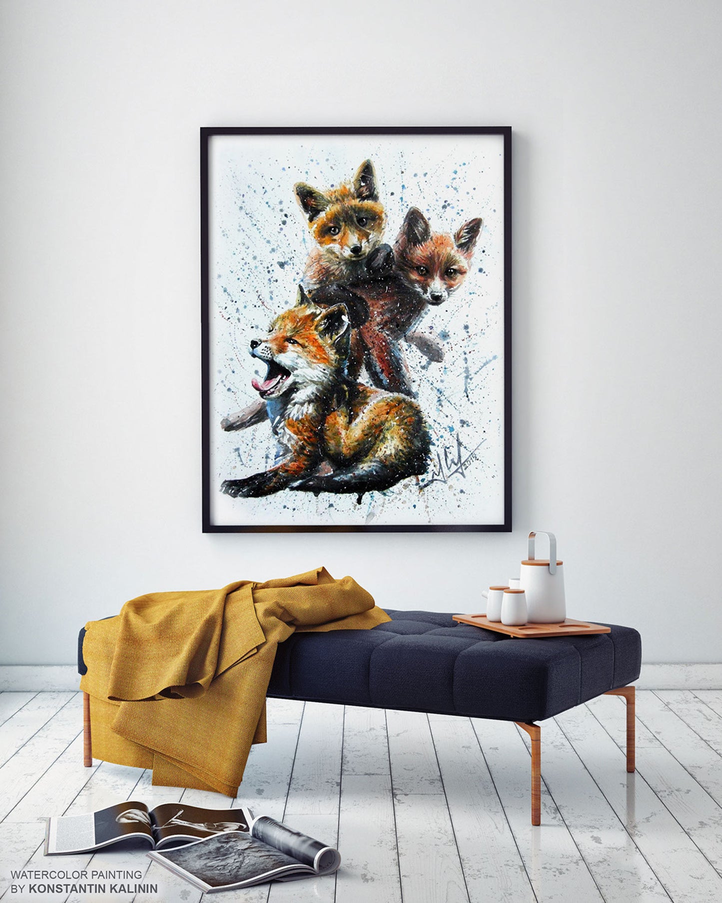 🦊✨"Fox Cubs at Play" - Watercolor Painting (12x16")