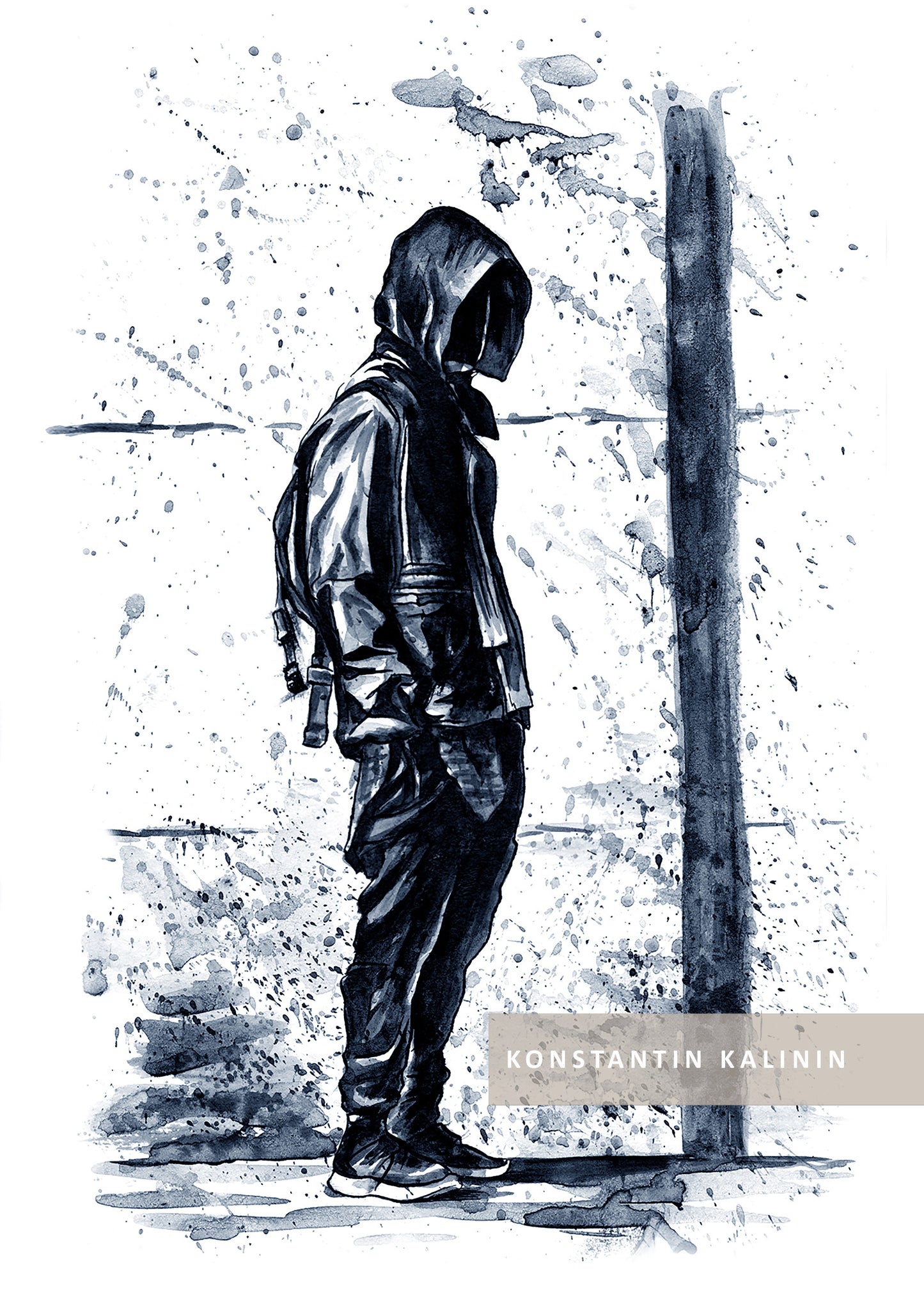 "Urban Solitude" - Watercolor and Ink Drawing (12x16")