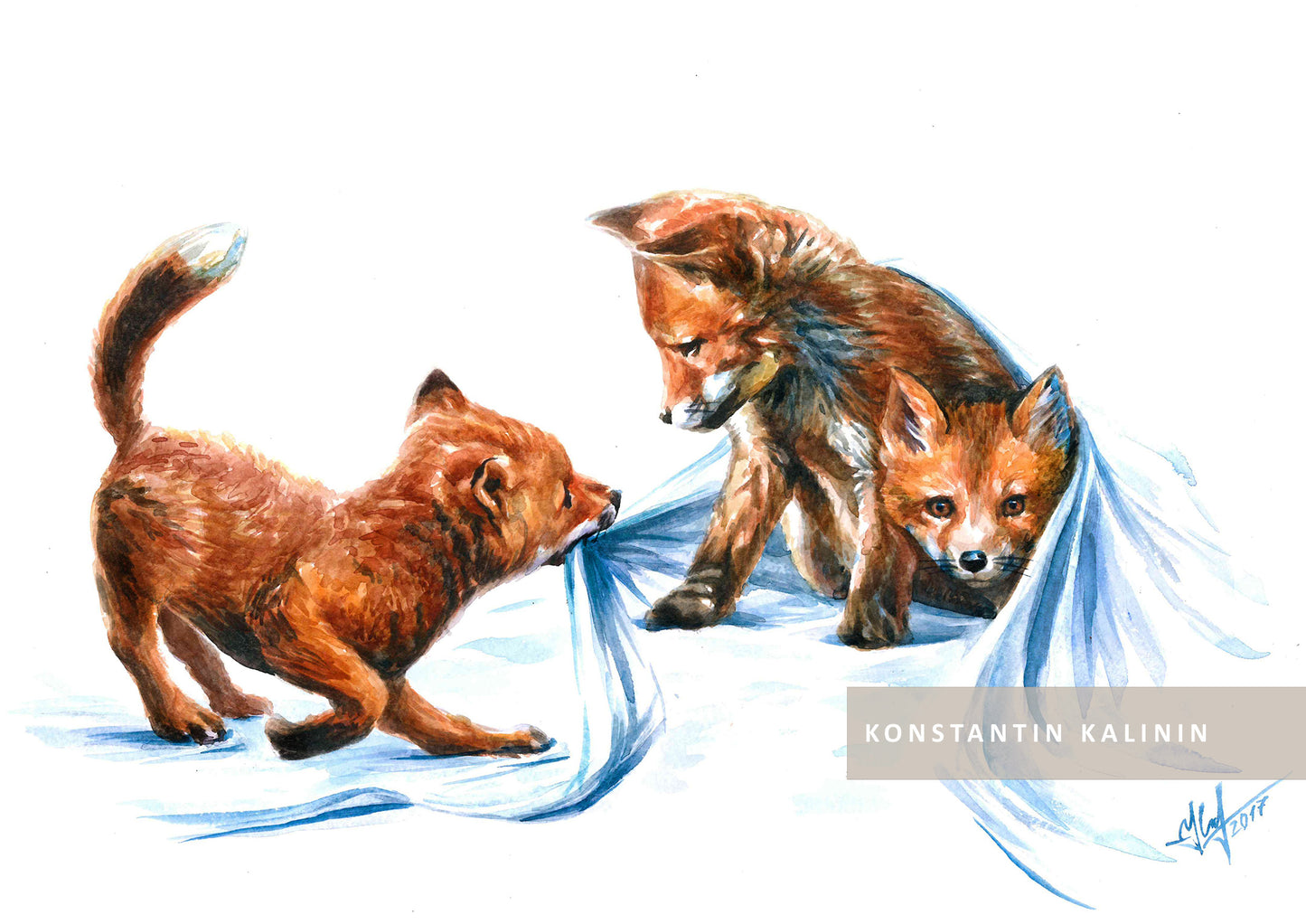 "The Trickster Trio" - Watercolor Painting (12x16")