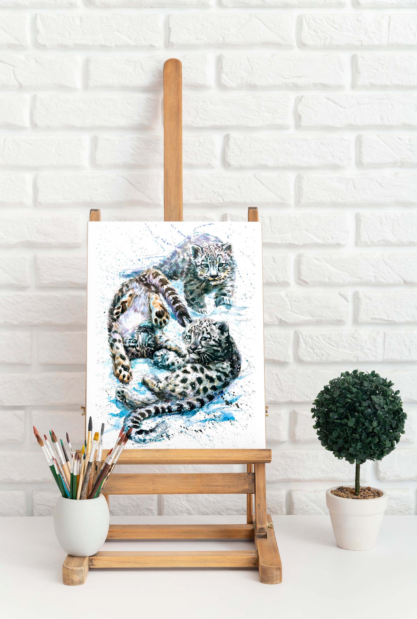 "Snowy Frolic" - Watercolor Painting (12x16")