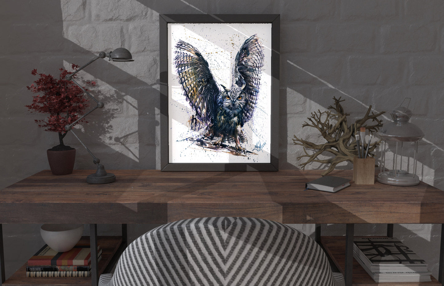 "Wings of the Night" - Watercolor Painting (12x16")