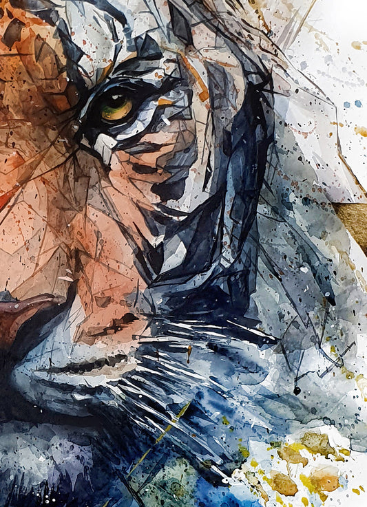 Original "EYES OF THE STORM / The Tiger Rises" - Watercolor Painting (20x20")