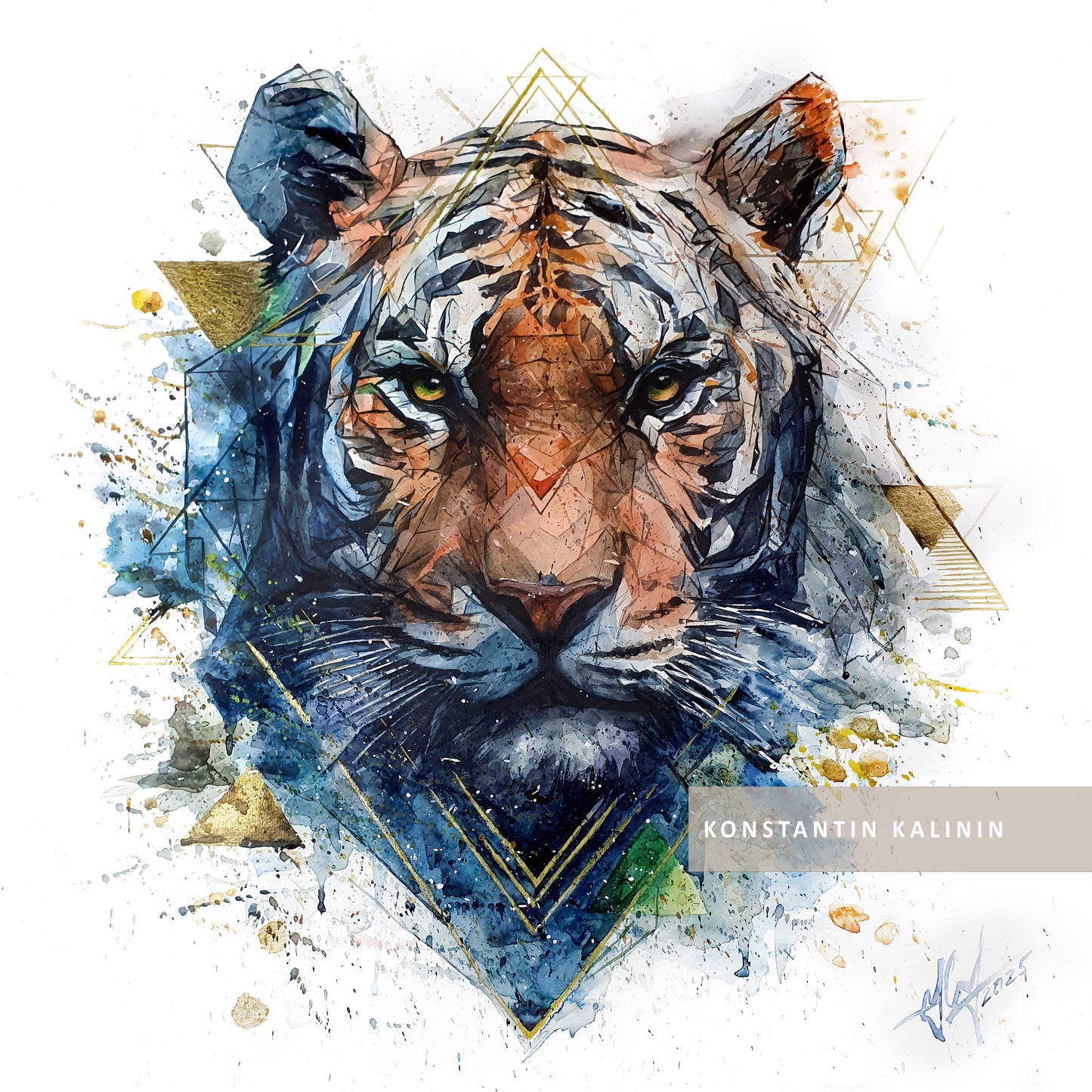 Original "EYES OF THE STORM / The Tiger Rises" - Watercolor Painting (20x20")