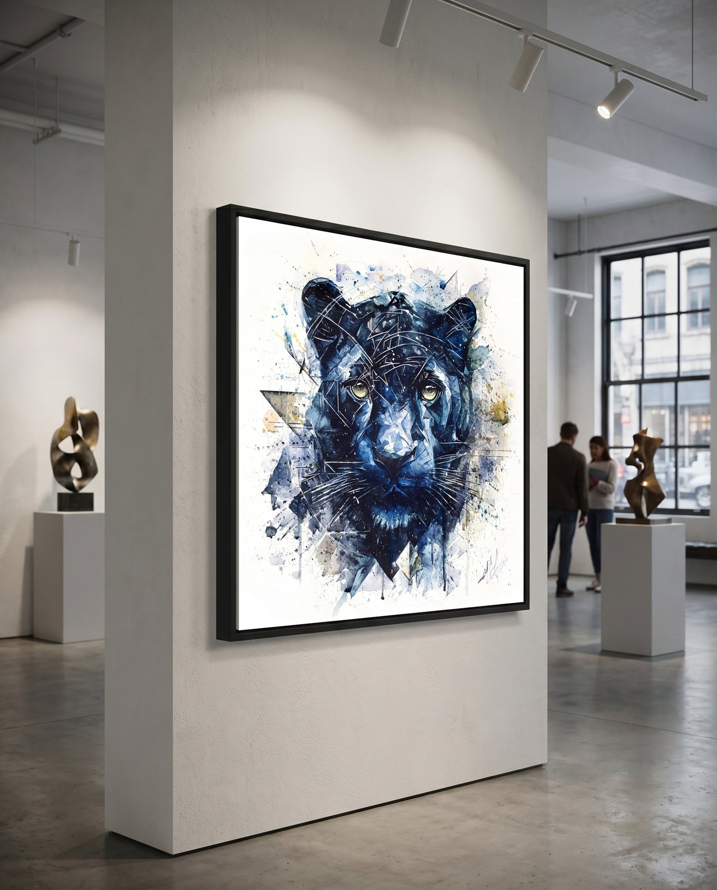 Original "SHADOW OF THE PRIMAL / The Black Panther" – Watercolor Painting (20x20")