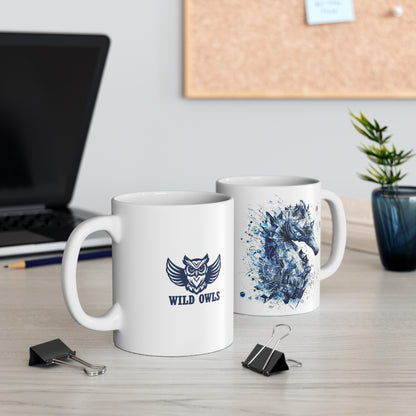 Seahorse Art Mug — Blue Ocean Wildlife Design Ceramic Coffee Cup Gift
