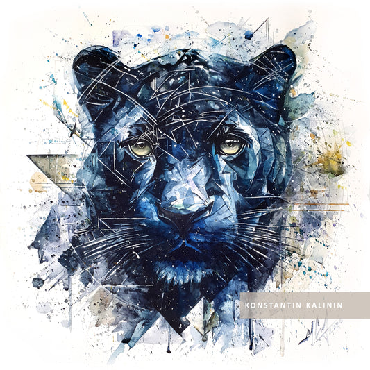 Original "SHADOW OF THE PRIMAL / The Black Panther" – Watercolor Painting (20x20")