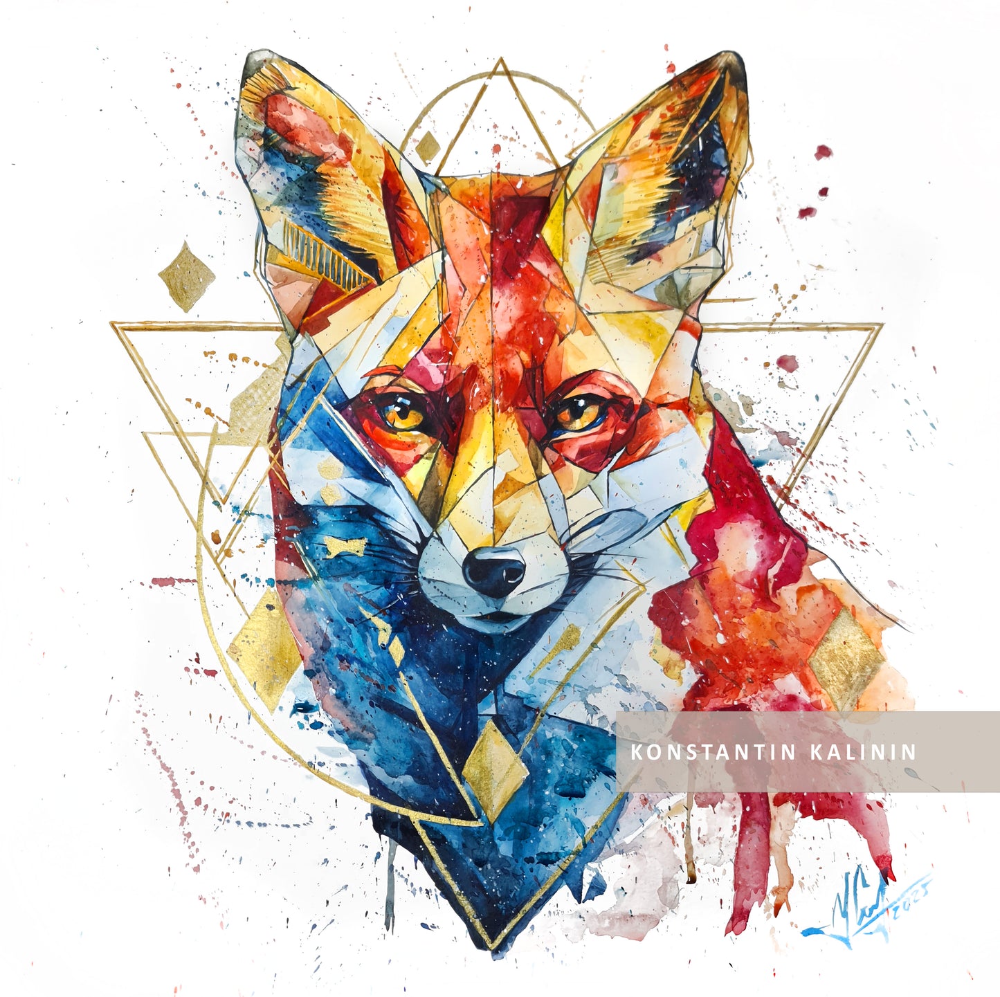 Original "FROM SILENCE TO LIFE / The Fox Appears" - Watercolor Painting (20x20")