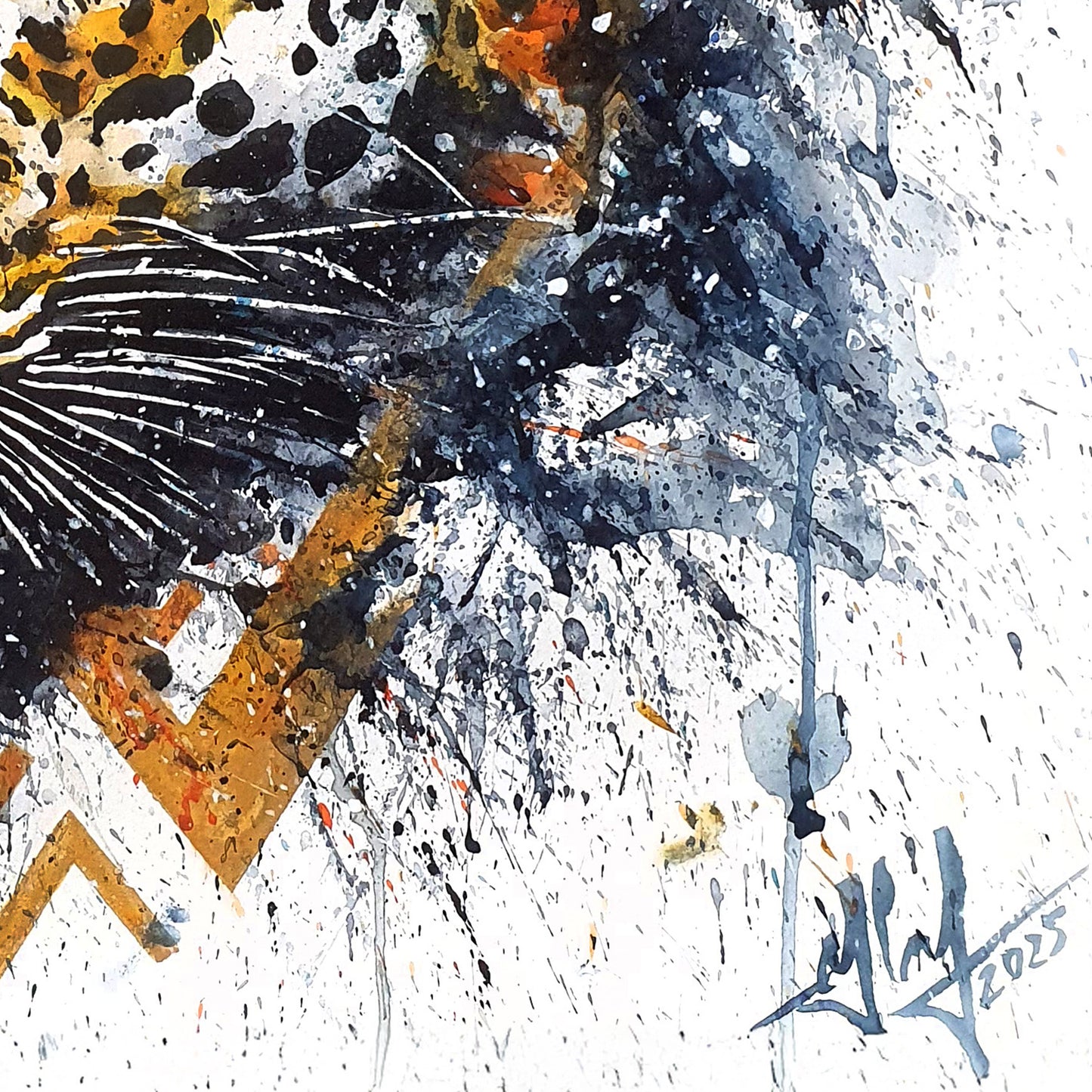 Original “BORN OF LIGHTNING / The Leopard Strikes” - Watercolor Painting (20x20")