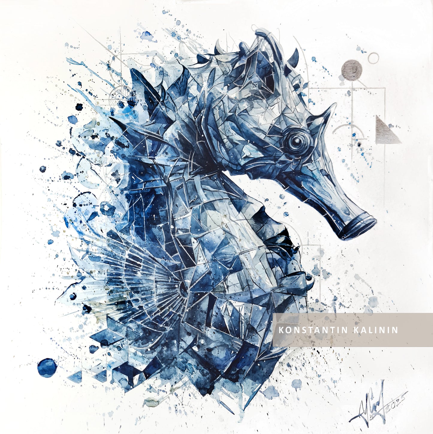 Original "FROM DEPTH TO LIGHT / The Seahorse Emerges" - Watercolor Painting (20x20")