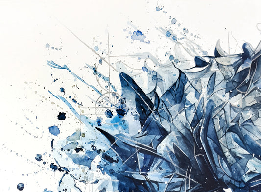 Original "FROM DEPTH TO LIGHT / The Seahorse Emerges" - Watercolor Painting (20x20")