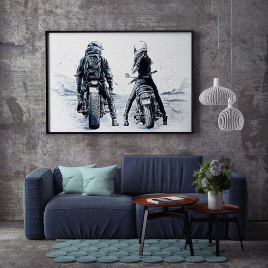 ❤️🏍️❤️"Road to Forever" - Watercolor and Ink Drawing Poster