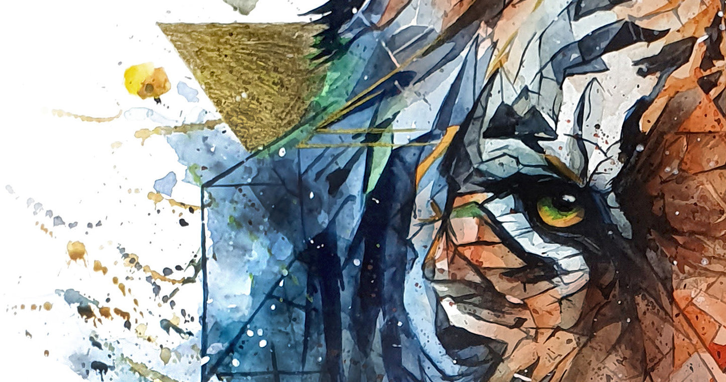 Original "EYES OF THE STORM / The Tiger Rises" - Watercolor Painting (20x20")