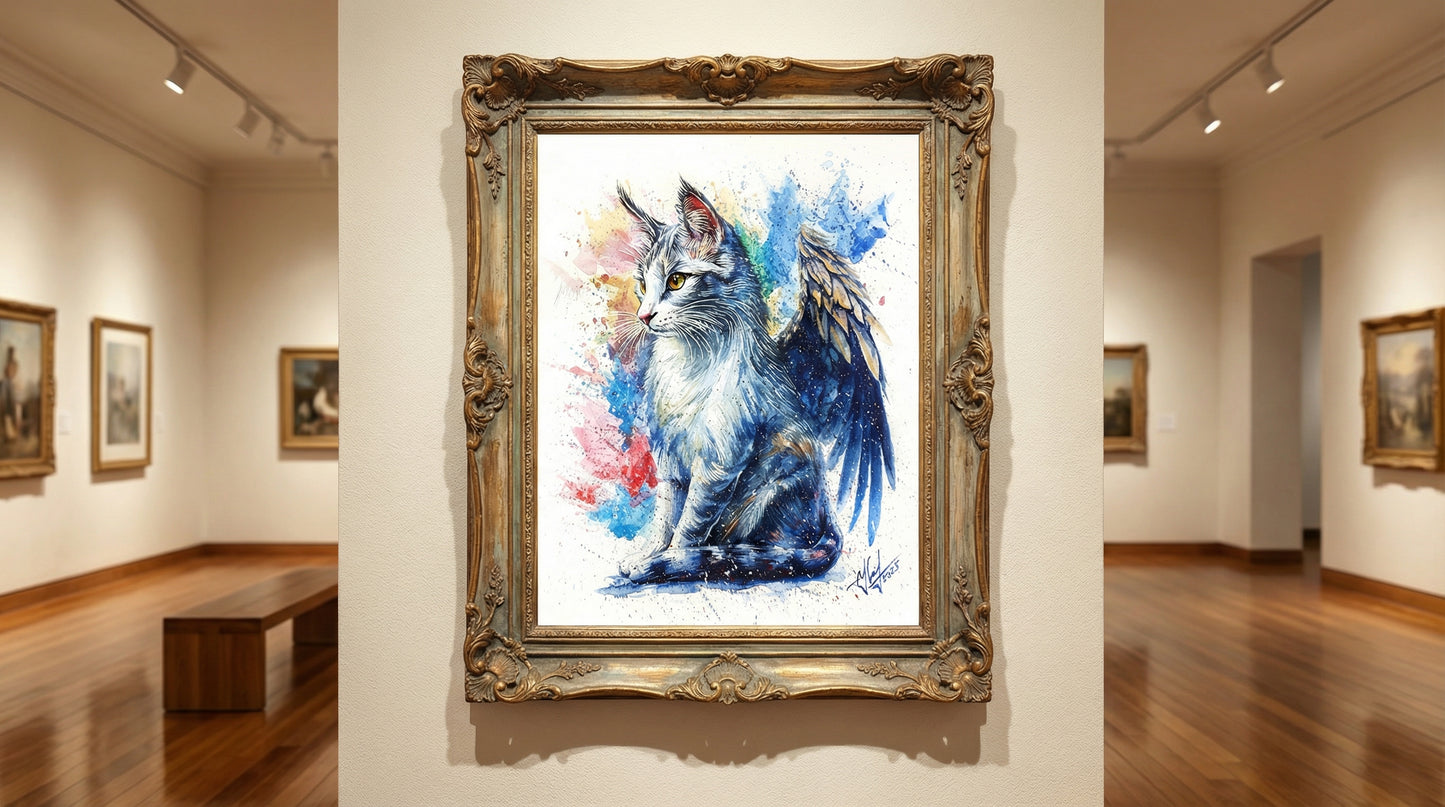 🐱✨"Whispers of the Sky" - Watercolor Painting (16x20")