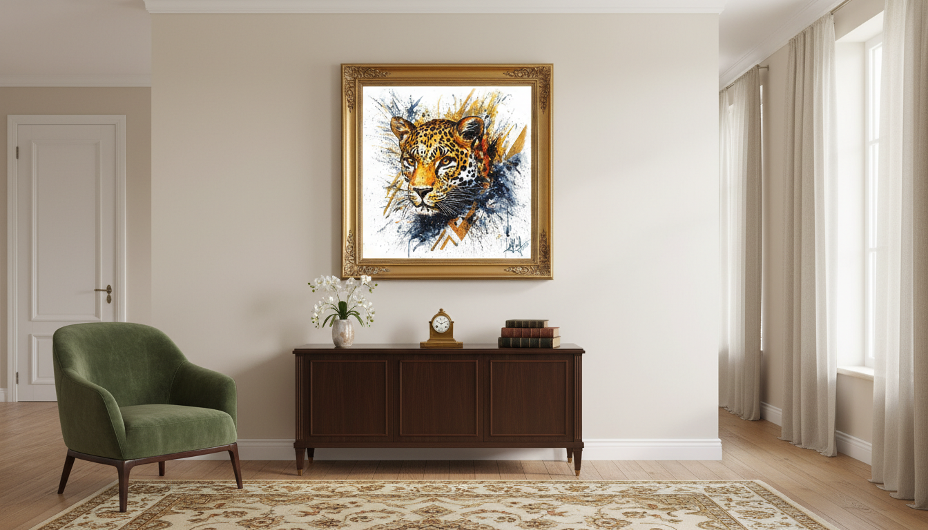 Original “BORN OF LIGHTNING / The Leopard Strikes” - Watercolor Painting (20x20")