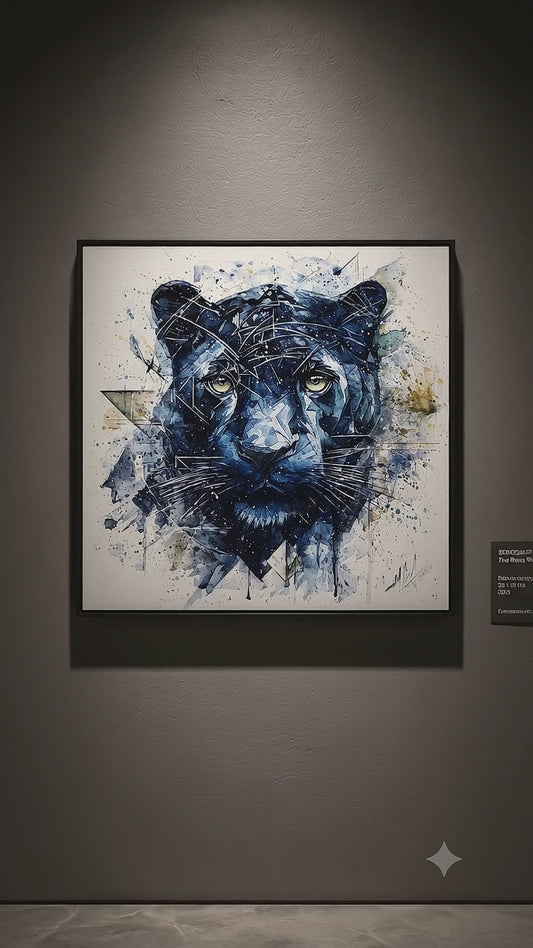 Original "SHADOW OF THE PRIMAL / The Black Panther" – Watercolor Painting (20x20")