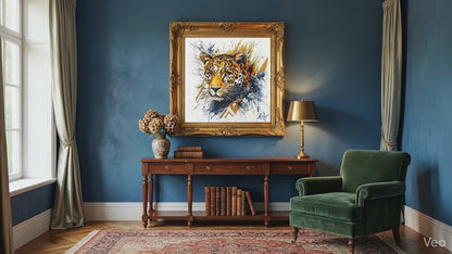 Original “BORN OF LIGHTNING / The Leopard Strikes” - Watercolor Painting (20x20")