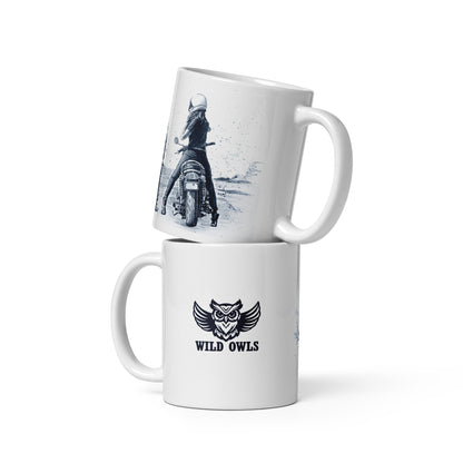 ❤️🏍️❤️"Road to Forever" - White glossy mug