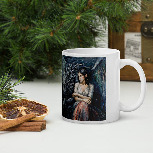 🐉❤️"Legends Beneath the Stars" - White glossy mug