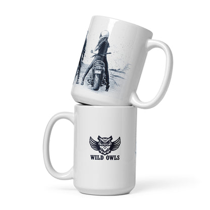 ❤️🏍️❤️"Road to Forever" - White glossy mug