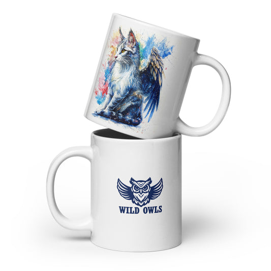 🐱✨"Whispers of the Sky" - White glossy mug