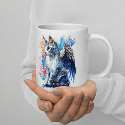 🐱✨"Whispers of the Sky" - White glossy mug