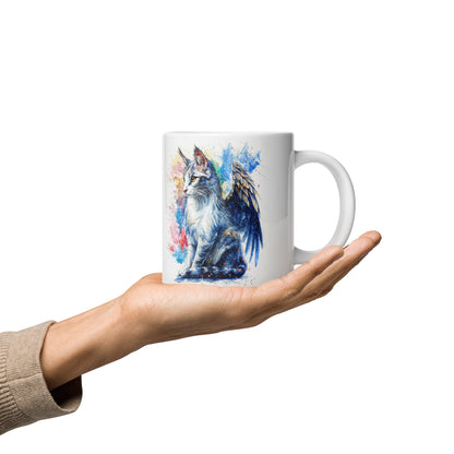 🐱✨"Whispers of the Sky" - White glossy mug