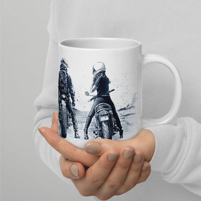 ❤️🏍️❤️"Road to Forever" - White glossy mug